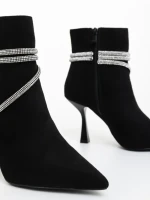 Botine dama negre din material textil Lunima