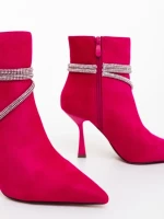 Botine dama fucsia  din material textil Lunima