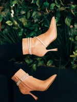 Botine dama bej din material textil Lunima