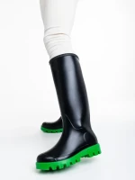 Cizme dama negre cu verde din cauciuc Filippa