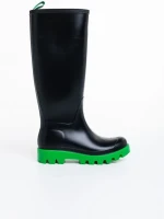 Cizme dama negre cu verde din cauciuc Filippa