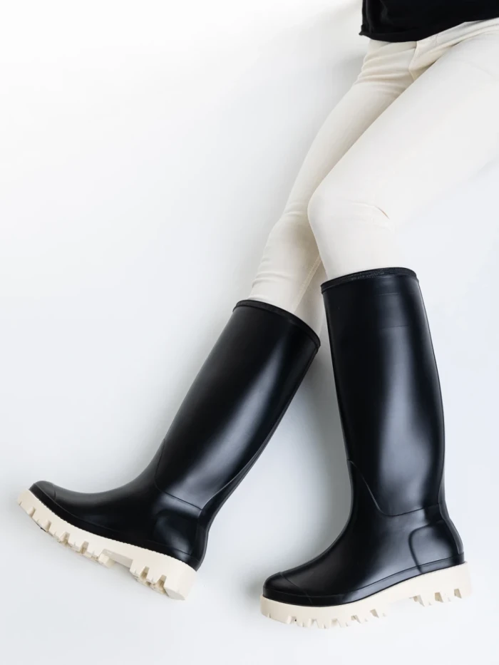 Cizme dama negre cu bej din cauciuc Filippa