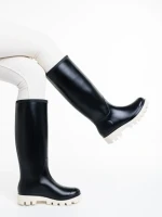 Cizme dama negre cu bej din cauciuc Filippa