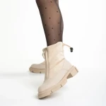 Cizme dama bej din piele ecologica si material textil Ramata
