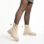 Cizme dama bej din piele ecologica si material textil Ramata