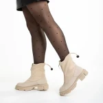 Cizme dama bej din piele ecologica si material textil Ramata