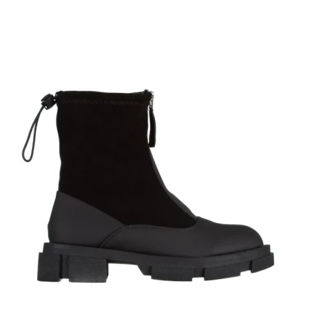 Cizme dama negre din piele ecologica si material textil Ramata