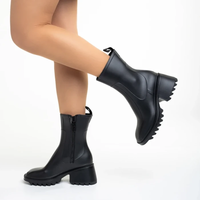 Cizme dama negre din material sintetic Sumeya