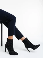 Botine dama negre din material textil Noelani