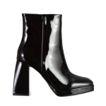 Botine dama negre din piele ecologica lacuita Rosalita