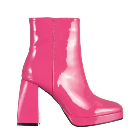 Botine dama fucsia din piele ecologica lacuita Rosalita