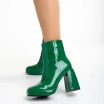 Botine dama verzi din piele ecologica lacuita Rosalita