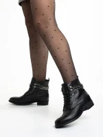 Ghete dama negre din piele naturala Lamaya