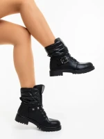 Ghete dama negre din piele ecologica si material sintetic Salome
