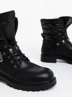 Ghete dama negre din piele ecologica si material sintetic Salome