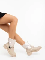 Ghete dama bej din piele ecologica si material sintetic Arcadia