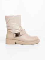 Ghete dama bej din piele ecologica si material sintetic Arcadia