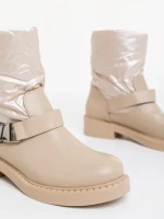 Ghete dama bej din piele ecologica si material sintetic Arcadia