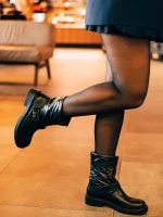 Ghete dama negre din piele ecologica si material sintetic Arcadia