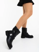 Ghete dama negre din piele ecologica si material sintetic Arcadia