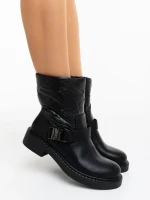 Ghete dama negre din piele ecologica si material sintetic Arcadia