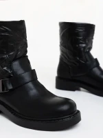 Ghete dama negre din piele ecologica si material sintetic Arcadia