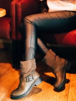 Ghete dama verzi din piele ecologica si material sintetic Arcadia