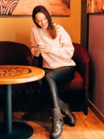 Ghete dama verzi din piele ecologica si material sintetic Arcadia