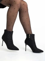 Botine dama negre din material textil Chiara