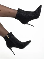 Botine dama negre din material textil Chiara