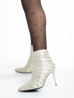 Botine dama albe din material textil Carrie