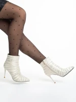 Botine dama albe din material textil Carrie