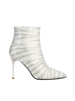 Botine dama albe din material textil Carrie