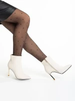 Botine dama albe din din material textil Estela