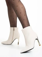 Botine dama albe din din material textil Estela