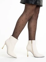 Botine dama albe din din material textil Estela