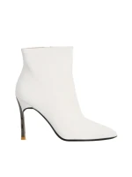 Botine dama albe din din material textil Estela