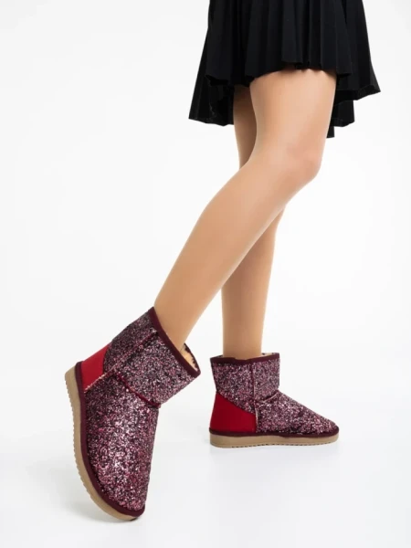 Cizme dama grena din material textil Lajerrica