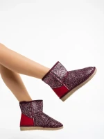 Cizme dama grena din material textil Lajerrica