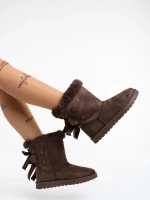 Cizme dama maro din material textil Taryn