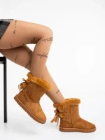 Cizme dama camel din material textil Taryn