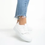 Pantofi sport dama albi din piele ecologica Sonal