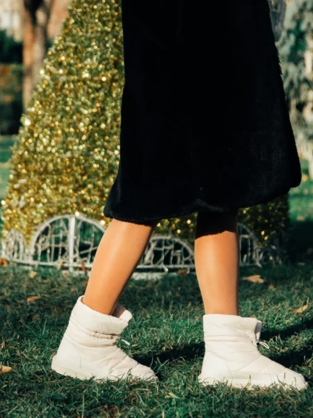 Cizme dama bej din piele ecologica si material textil Bahar