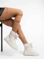 Cizme dama bej din piele ecologica si material textil Bahar