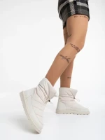 Cizme dama bej din piele ecologica si material textil Bahar