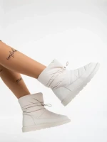 Cizme dama bej din piele ecologica si material textil Bahar