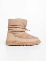 Cizme dama bej inchis din piele ecologica si material textil Bahar