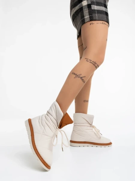 Cizme dama bej deschis din material textil Zurine