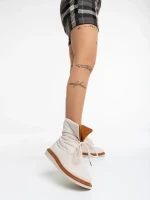 Cizme dama bej deschis din material textil Zurine