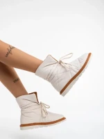 Cizme dama bej deschis din material textil Zurine